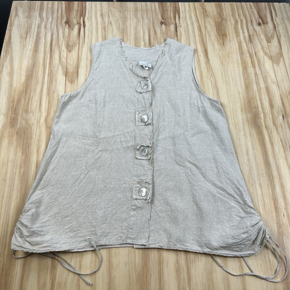 LA Fixsun Women's Sleeveless Linen Blouse Large Designer Lightweight Top